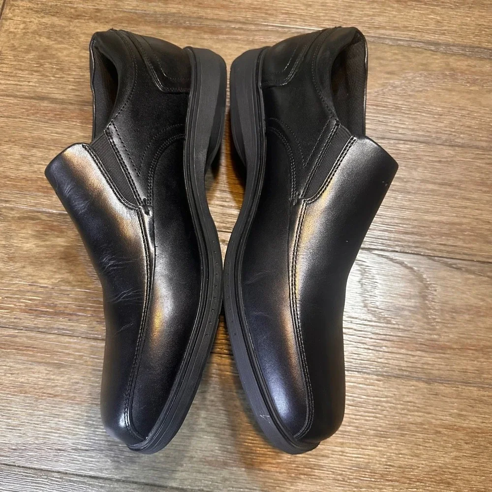 Nunn Bush Kore‎ Pro Mens Black Leather Slip On Loafers Gel Memory Foam 12M